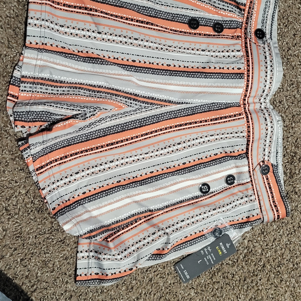 Robert Louis Mango and Gray Patterned Shorts